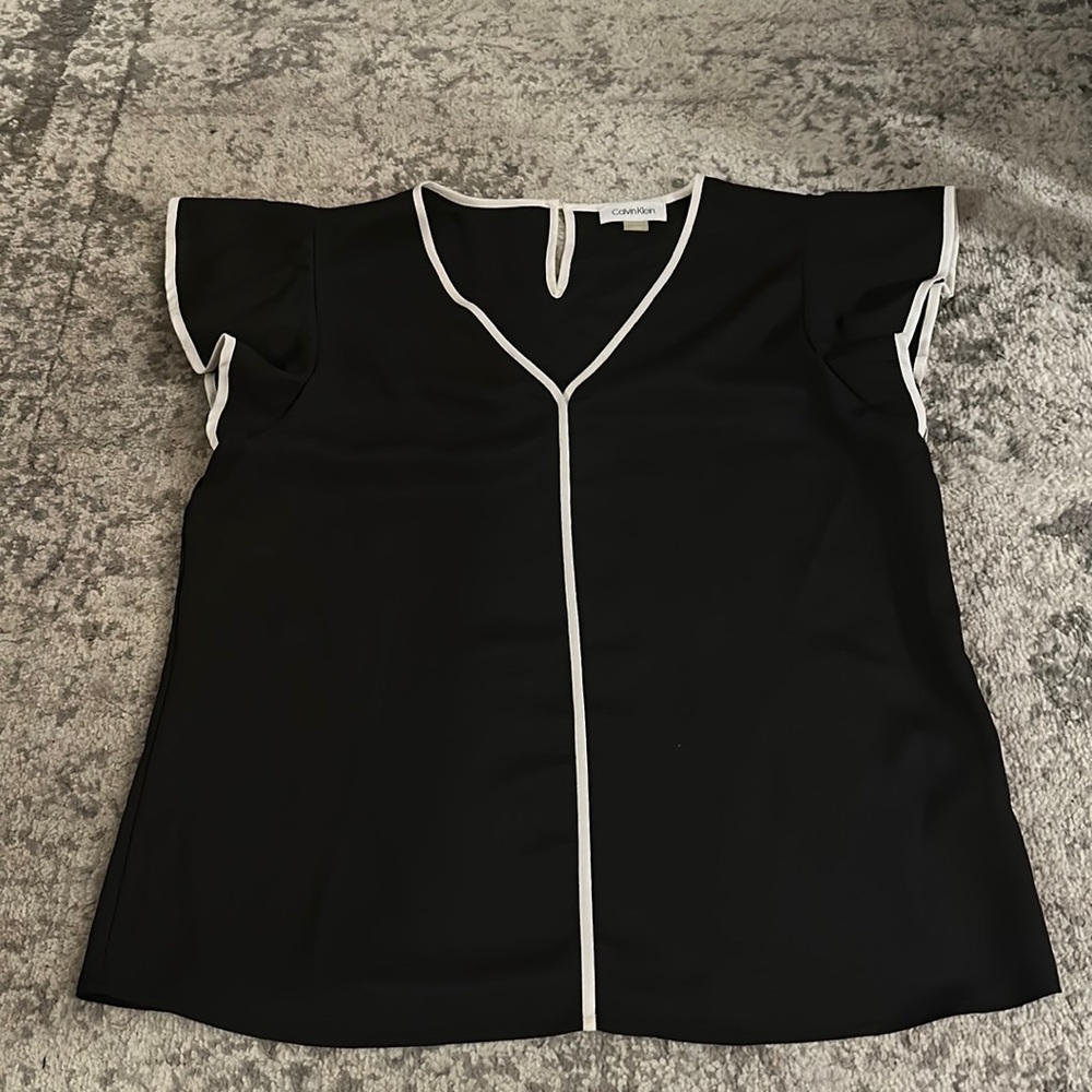 Calvin Klein ruffle sleeve top